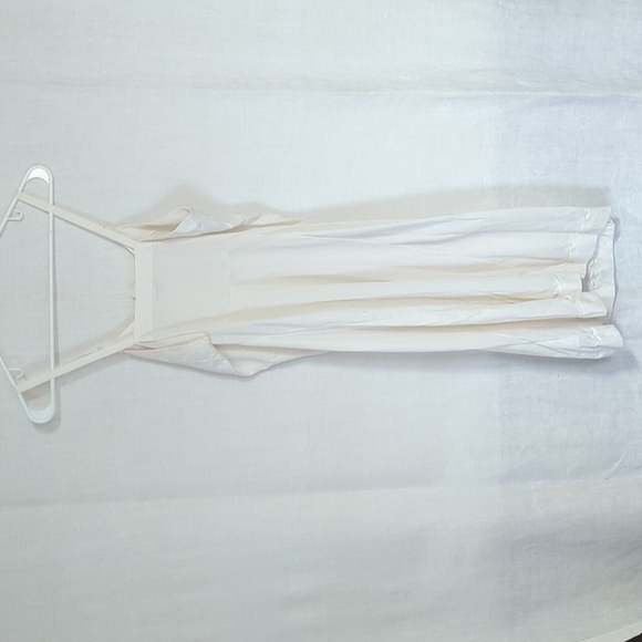 🍉 Vintage Movie Star Bone White Satin Slip Dress Midi Length Size 36 Ave - Picture 5 of 5
